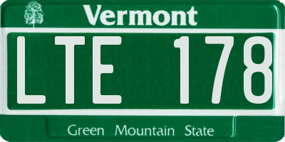 VT license plate LTE178
