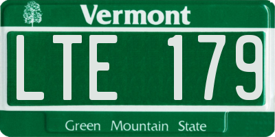 VT license plate LTE179