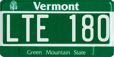 VT license plate LTE180