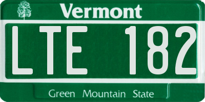 VT license plate LTE182