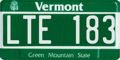 VT license plate LTE183