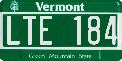 VT license plate LTE184