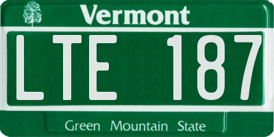 VT license plate LTE187