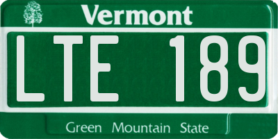 VT license plate LTE189