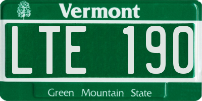 VT license plate LTE190