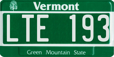 VT license plate LTE193