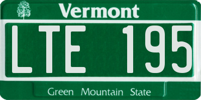 VT license plate LTE195