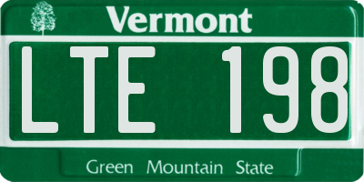 VT license plate LTE198