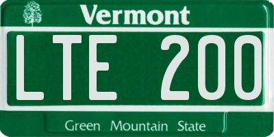 VT license plate LTE200