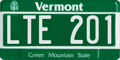VT license plate LTE201