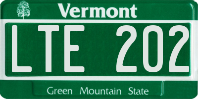 VT license plate LTE202