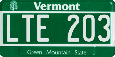 VT license plate LTE203