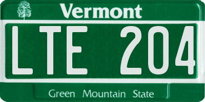VT license plate LTE204