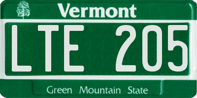 VT license plate LTE205