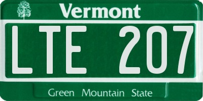VT license plate LTE207