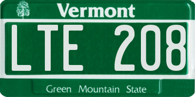 VT license plate LTE208