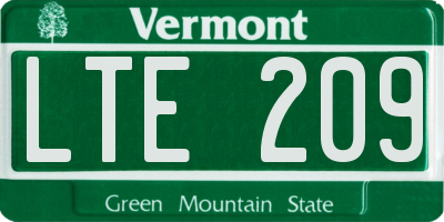 VT license plate LTE209