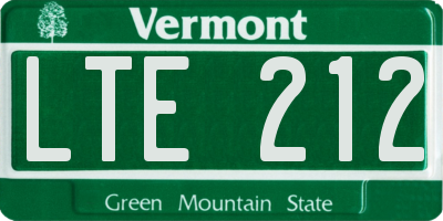 VT license plate LTE212