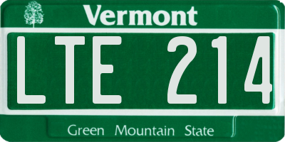 VT license plate LTE214