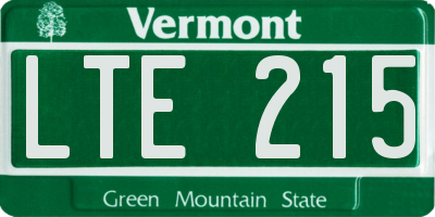 VT license plate LTE215