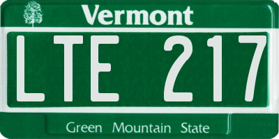 VT license plate LTE217