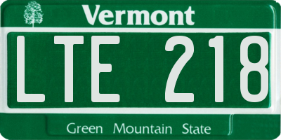 VT license plate LTE218