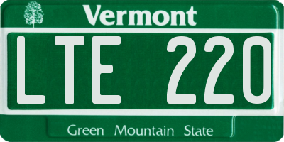 VT license plate LTE220