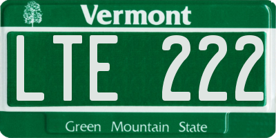 VT license plate LTE222
