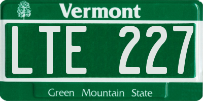 VT license plate LTE227