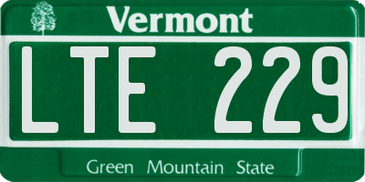 VT license plate LTE229