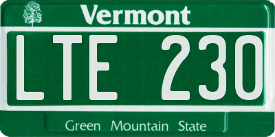 VT license plate LTE230