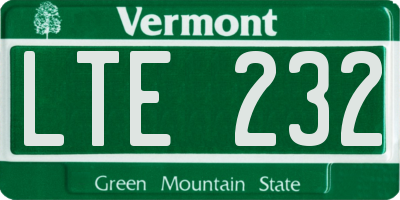 VT license plate LTE232