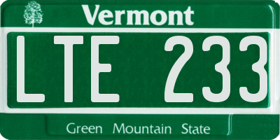 VT license plate LTE233