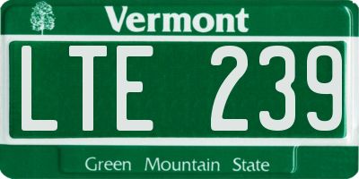 VT license plate LTE239
