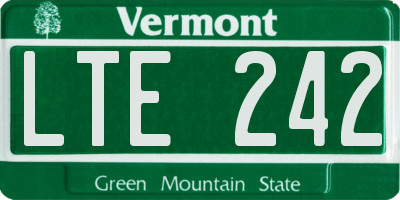 VT license plate LTE242