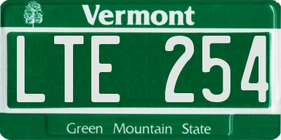 VT license plate LTE254