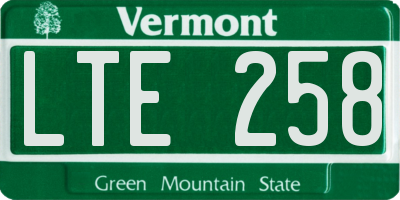 VT license plate LTE258