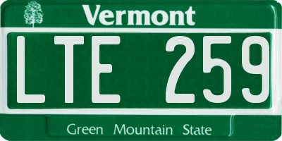 VT license plate LTE259