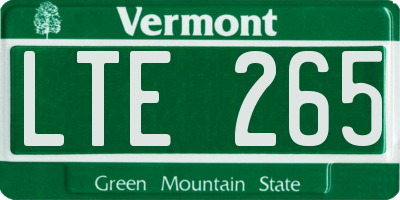 VT license plate LTE265
