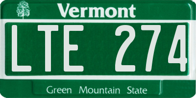 VT license plate LTE274