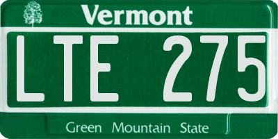 VT license plate LTE275
