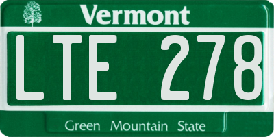 VT license plate LTE278
