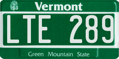 VT license plate LTE289