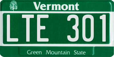 VT license plate LTE301