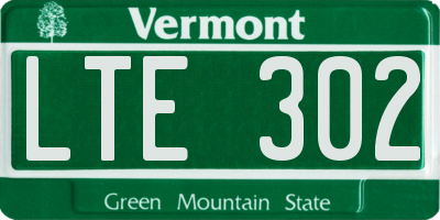 VT license plate LTE302