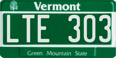 VT license plate LTE303