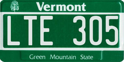 VT license plate LTE305