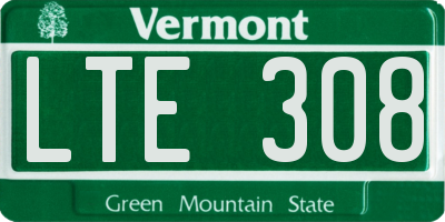 VT license plate LTE308