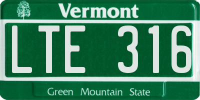 VT license plate LTE316