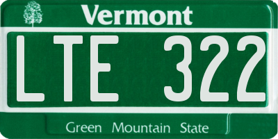 VT license plate LTE322